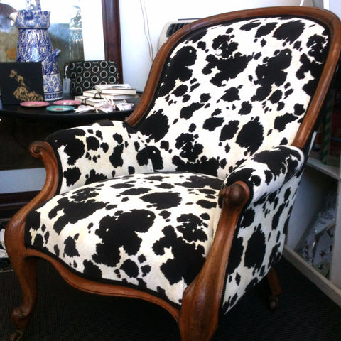 Statement piece Grandpa chair in COWHIDE fabric