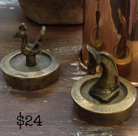 Small Brass Weight: rooster / horse
