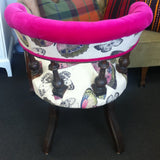 Edwardian Spindle Tub Chair: Pink Velvet & Butterfly Linen