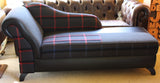 Italian Wool & Black Vinyl Chaise