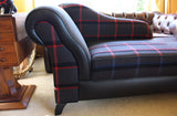 Italian Wool & Black Vinyl Chaise