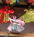 Wool Christmas Tree Bunting: pink pom pom