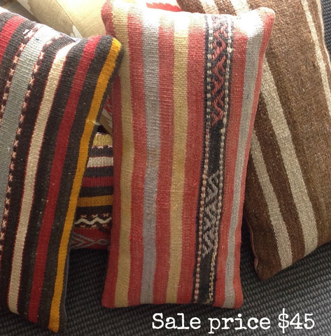 Turkish Kilim Cushion: stripe