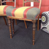 Elegant Dining Chair: intricate inlay/striped fabric