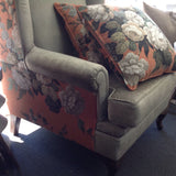 Stunning Sanderson Wingback Chair: velvet & floral linen