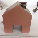 Little Wooden Cottage Candle Holder:  pastel & timber