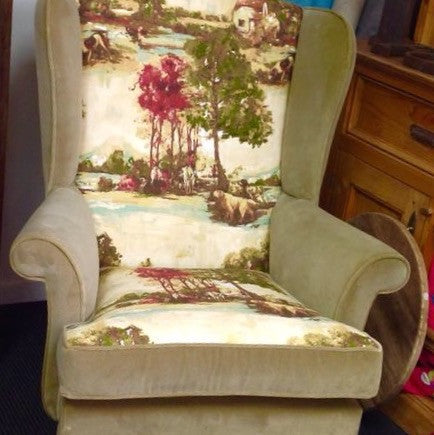 Traditional Wingback Armchair: hounds, hunters & horses