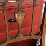 Elegant Dining Chair: intricate inlay/striped fabric