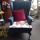 Traditional Wingback Armchair: Butterflies & Velvet