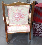 Victorian 'Pompom' Chair: great inlay & vintage fabric