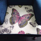 Traditional Wingback Armchair: Butterflies & Velvet
