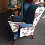 Traditional Wingback Armchair: Butterflies & Velvet