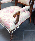 Victorian 'Pompom' Chair: great inlay & vintage fabric