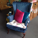 Traditional Wingback Armchair: Butterflies & Velvet